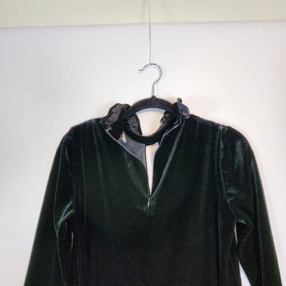 Anthropologie x Shoshanna Timory Black Velvet Dress High Neck‎ Modest Mini Dress - Picture 4 of 10